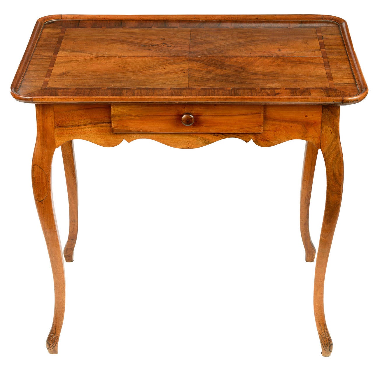 Louis XV Style Side Table with Marquetry Top In Excellent Condition In Carmel, CA