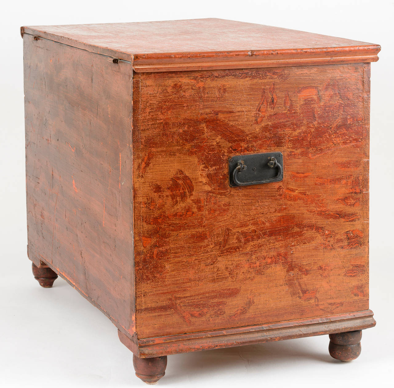 Iron American 18th Century Painted Blanket Chest