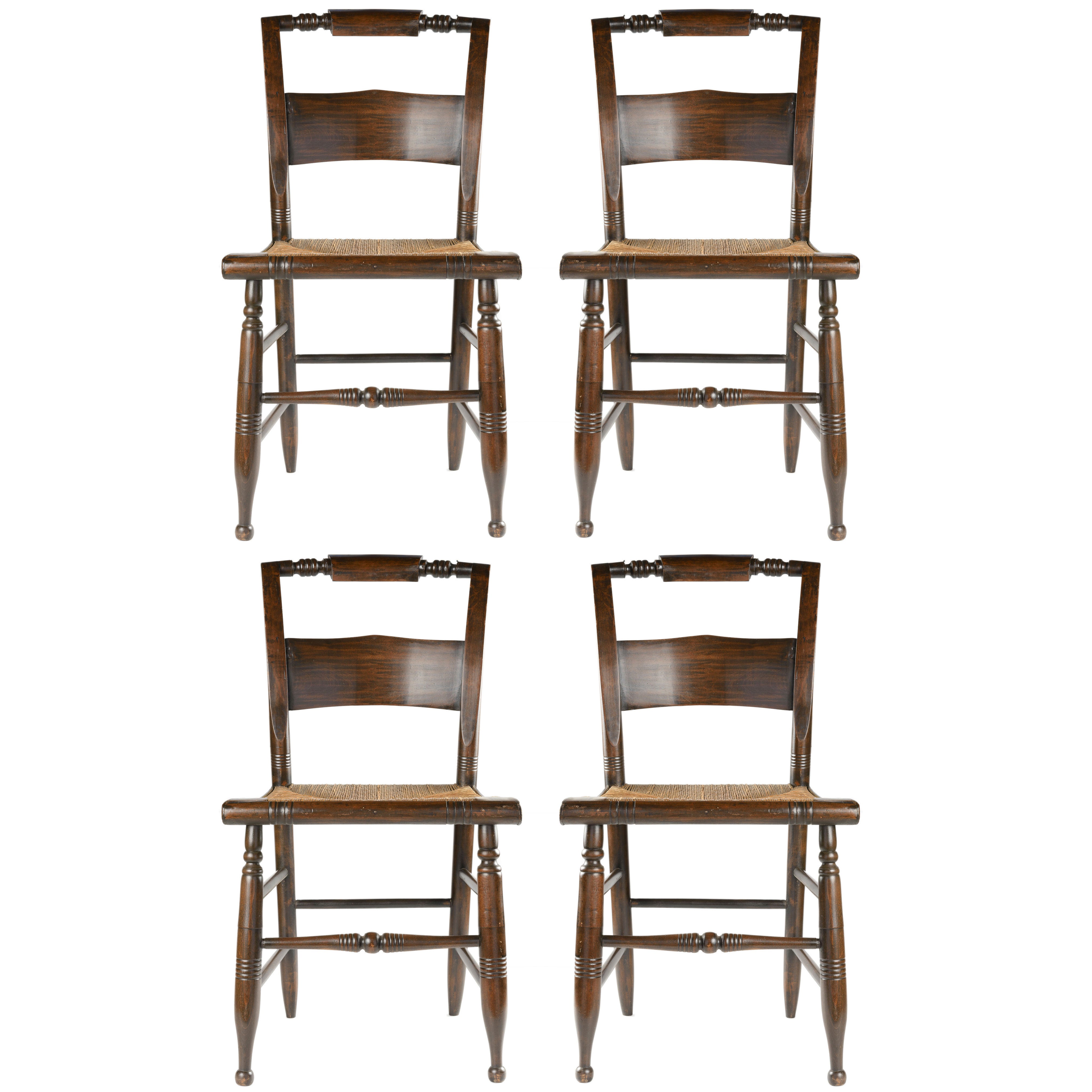 Set aus vier Hitchcock-Sesseln im Sheraton-Stil