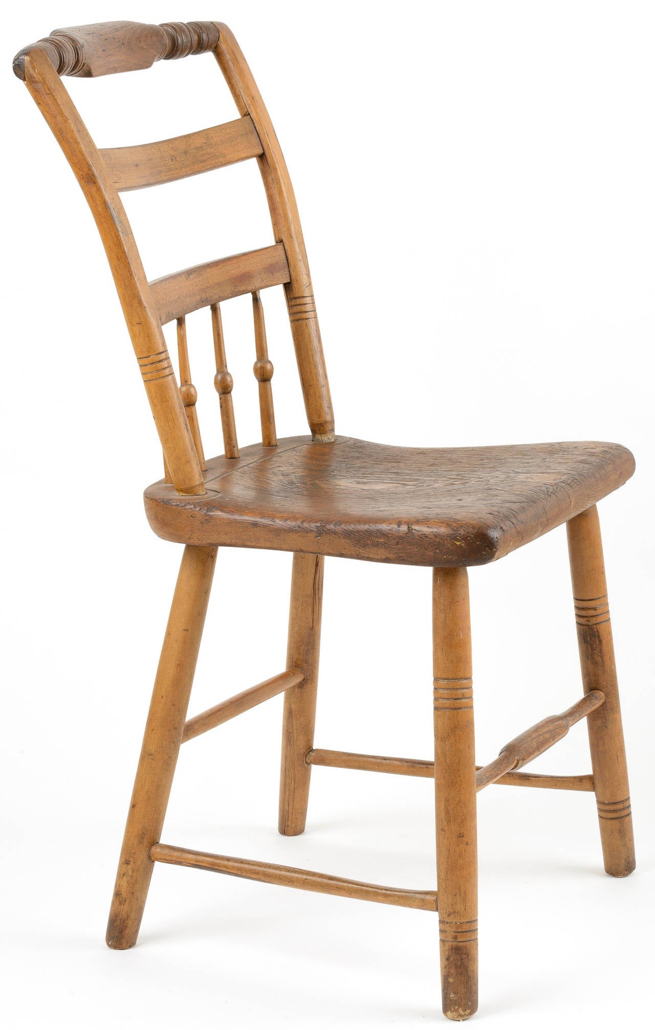 19th C American Windsor side chairs from Pennsylvania.  Charming detail for country chairs.  The chairs are in the original finish and all parts are original..  Chairs are in very sturdy condition.