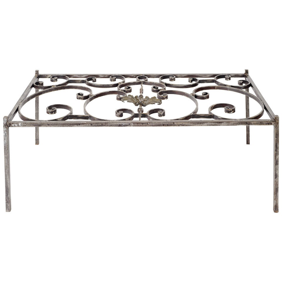 19th Century, French Iron Grill Coffee Table
