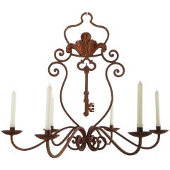 Rusted Iron French Chandelier with Key Motif