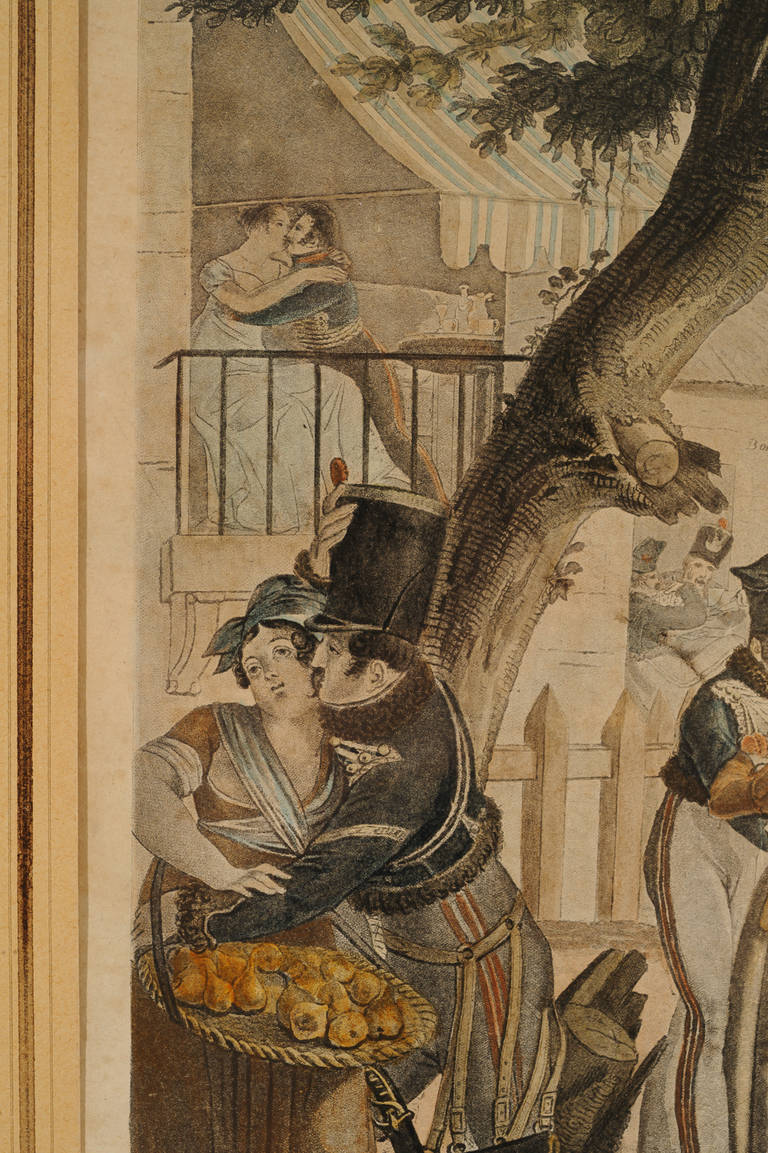 Französischer vergoldeter Rahmen aus dem 18. Jahrhundert mit revolutionärer Lithographie im Zustand „Gut“ im Angebot in Carmel, CA