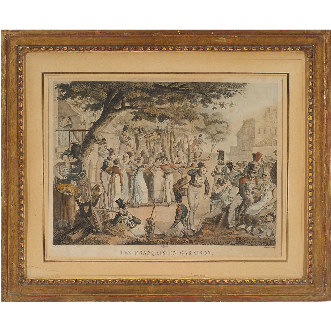 18th Century French Gilded Frame with Revolutionary Lithograph For Sale