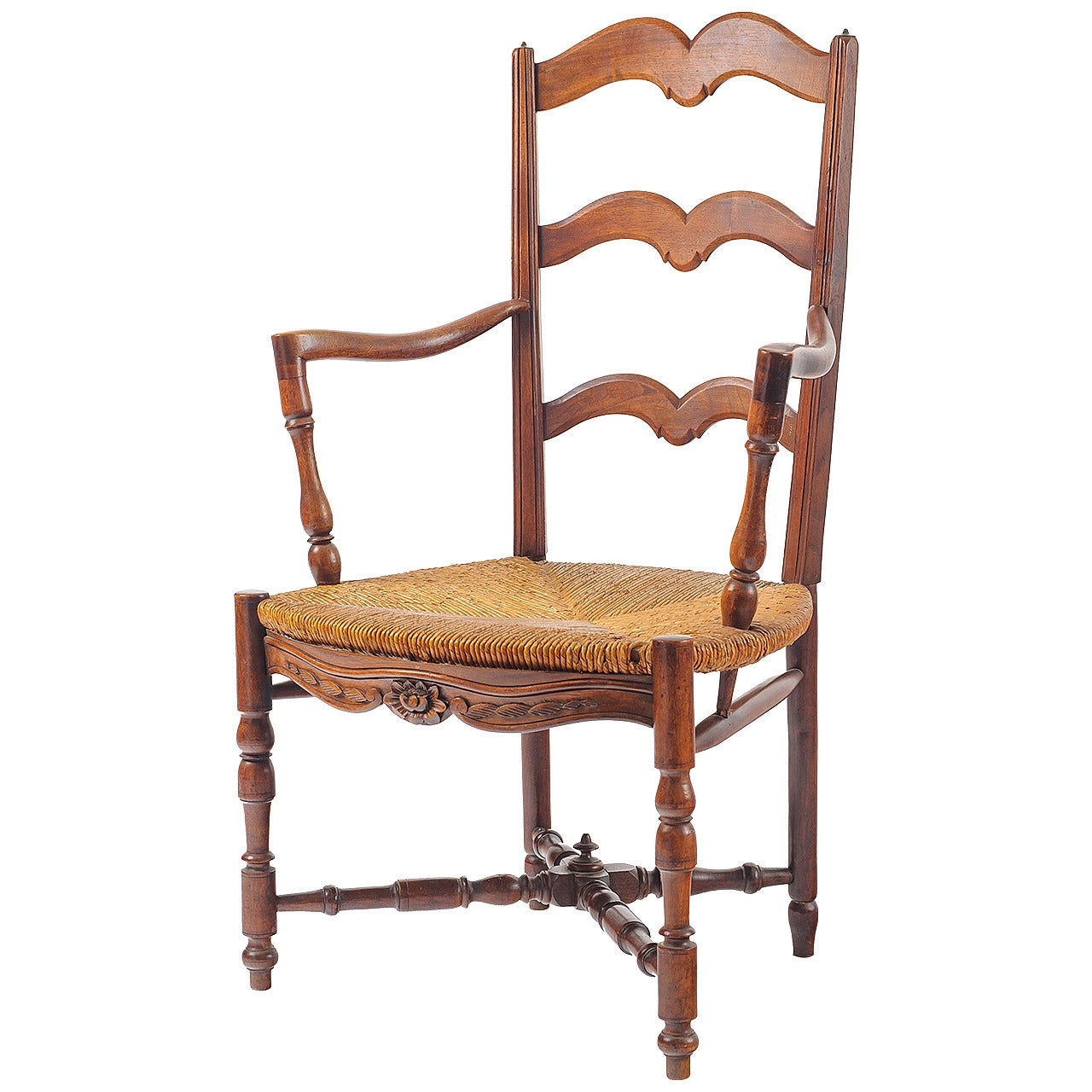 19th Century French Armchair with Rush Seat