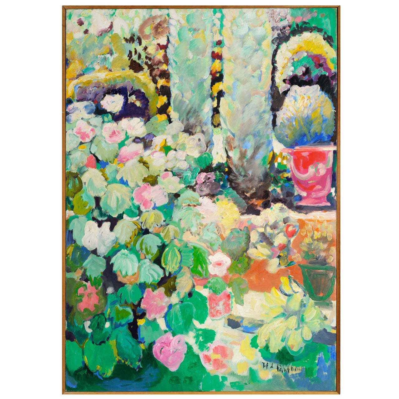 Painting, Provence Garden by Jef De Panthou For Sale