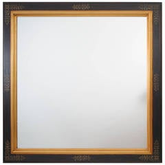 19th C French Belle Epoque Bistro Mirror with Black and Gold Frame 3
