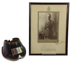 WWI Sherwood Foresters War Horse Hoof and Signed Photograph