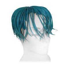 1950s Turquoise Feather Fringe Cocktail Hat 5