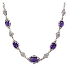 Pearl Amethyst Diamond Antique Necklace 3