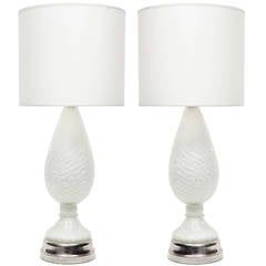 Barovier White Murano Glass Lamps 