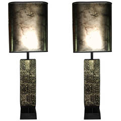Grand Scale Brutalist Paul Evans Style Lamps