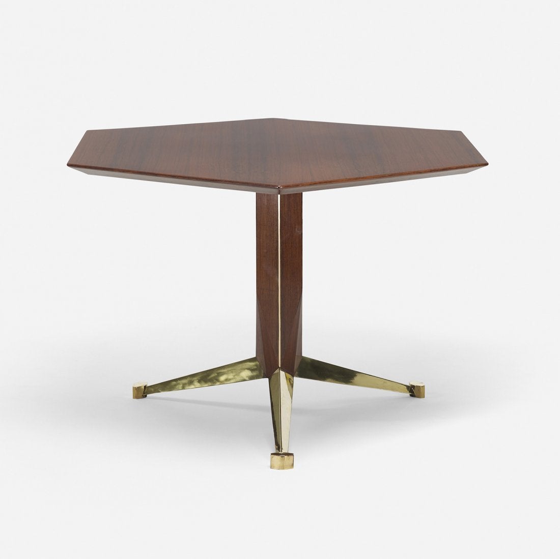 Brass Grand Center Hall, Rosewood Table by Giulio Moscateli, Italy - 1950s 