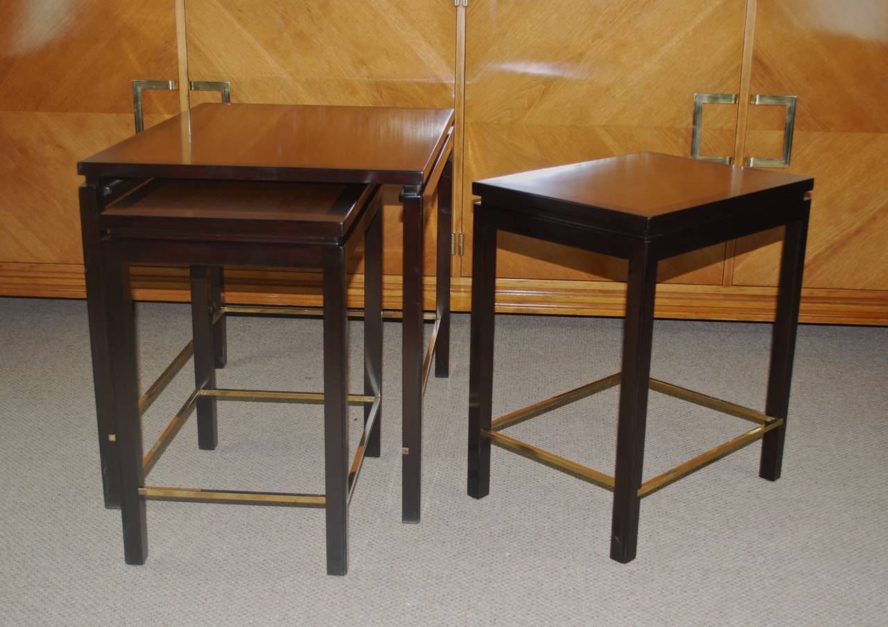 Edward Wormley Set of Three Walnut Nesting or Side Tables For Sale 2