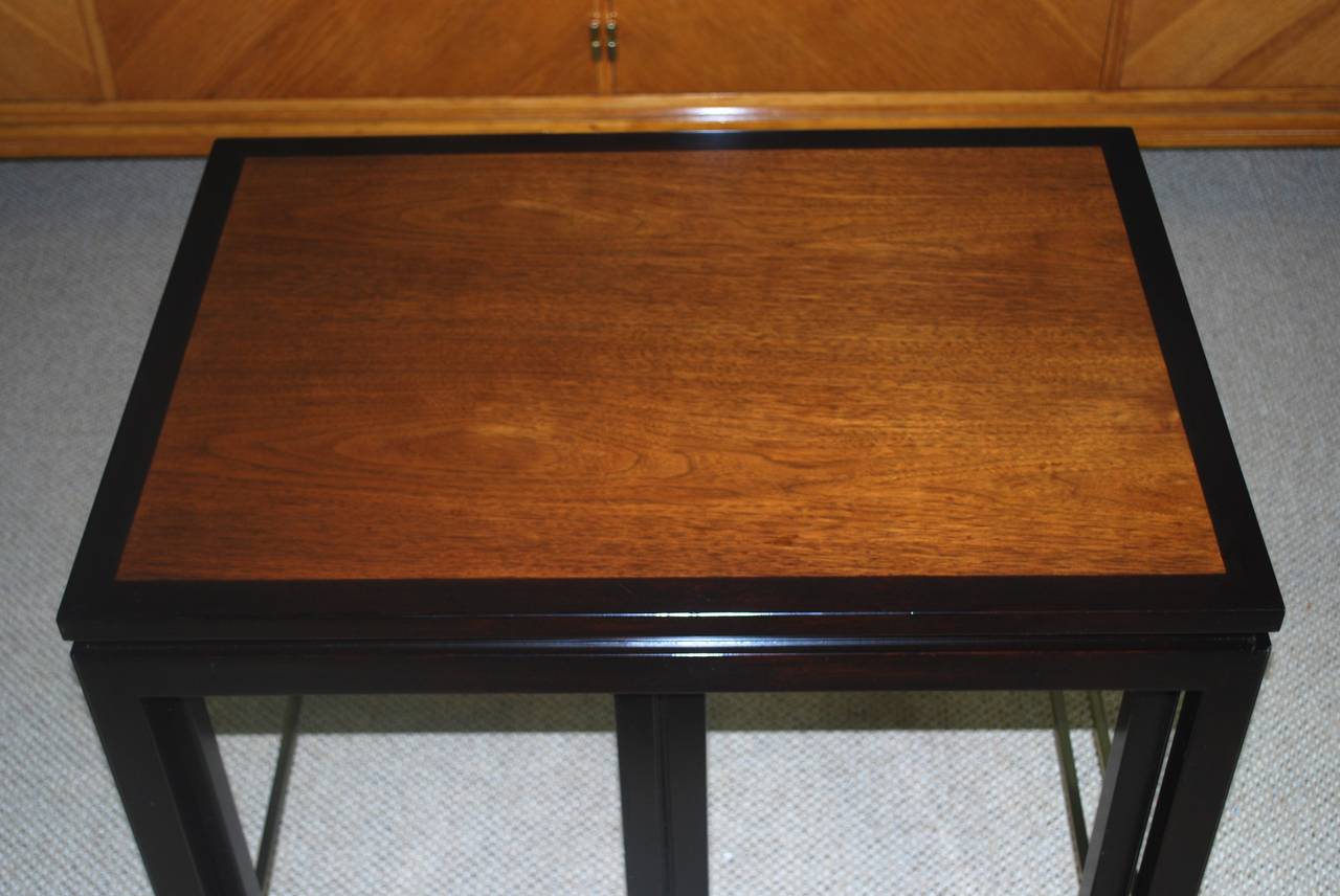 Mid-20th Century Edward Wormley Set of Three Walnut Nesting or Side Tables For Sale