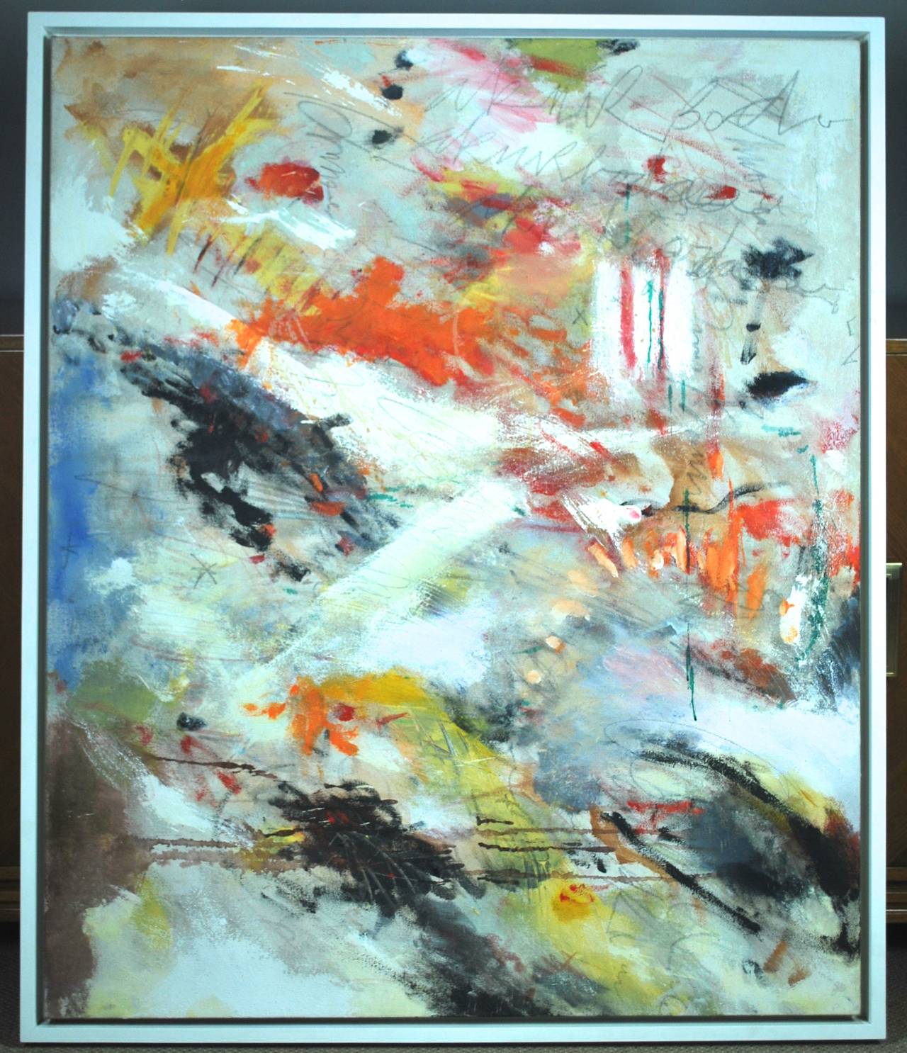 Mid-20th Century Vibrant Abstract Art Painting