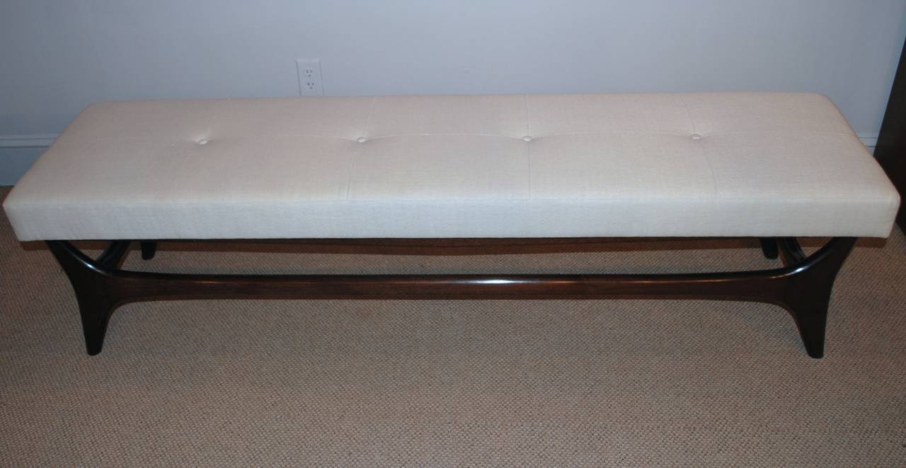 Extra Long Sculptural Walnut Bench In Excellent Condition In New York, NY