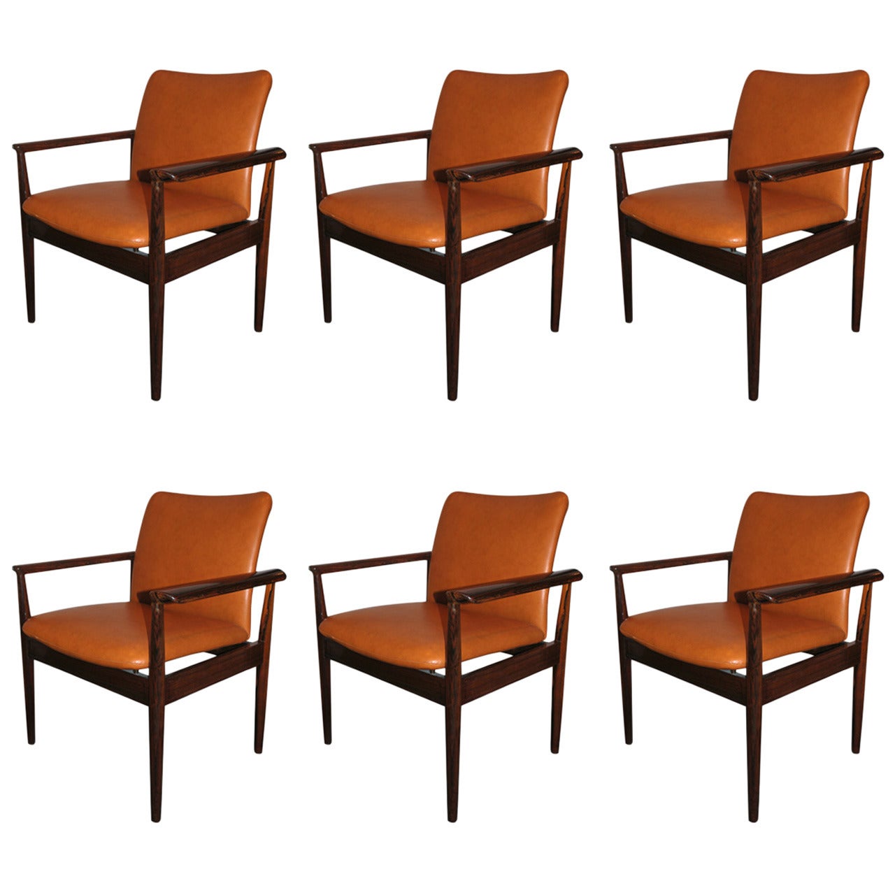 Set of Six Finn Juhl "Diplomat" Chairs in Rosewood