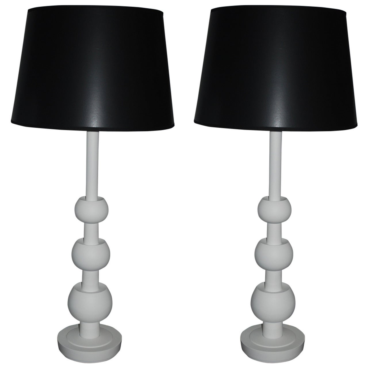 Pair of Sculptural White Table Lamps, 1960s