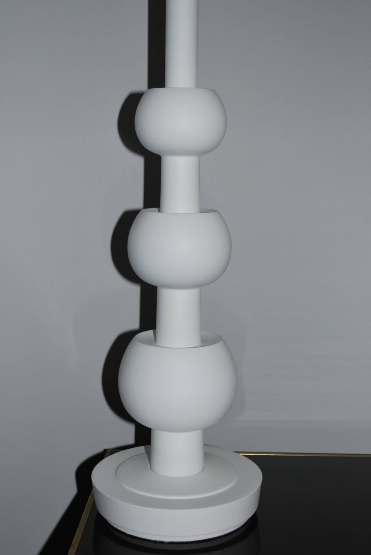 American Pair of Sculptural White Table Lamps, 1960s