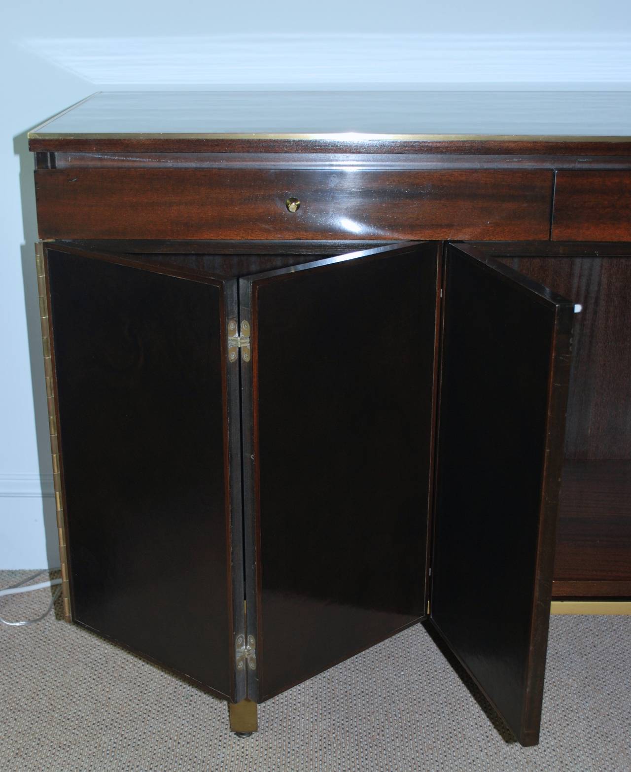 Paul McCobb Leather and Walnut Credenza or Cabinet  - Irwin Collection 1