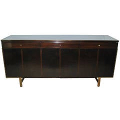 Paul McCobb Leather and Walnut Credenza or Cabinet  - Irwin Collection
