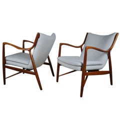 Matched Pair of Finn Juhl, NV 45 Armchairs