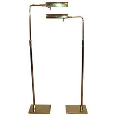 Pair of Adjustable Brass Floor Lamps