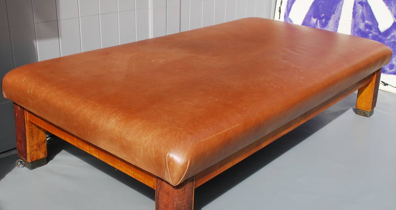 Mid-20th Century French Leather Gym Bench or Daybed, 1950s