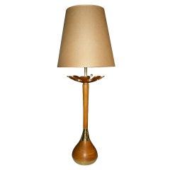 Danish Modern Tall Teardrop form, Teak Table Lamp