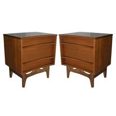Pair of Sculptural Walnut Nightstands