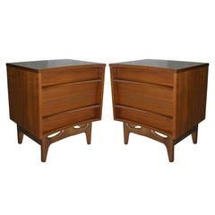 Pair of Sculptural Walnut Nightstands