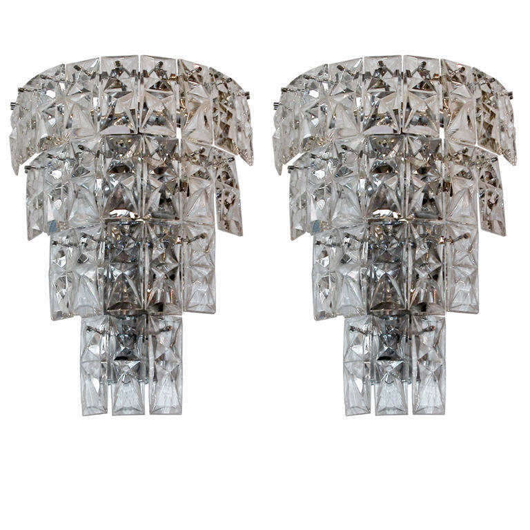 Large Scale Crystal Sconces In Excellent Condition In New York, NY
