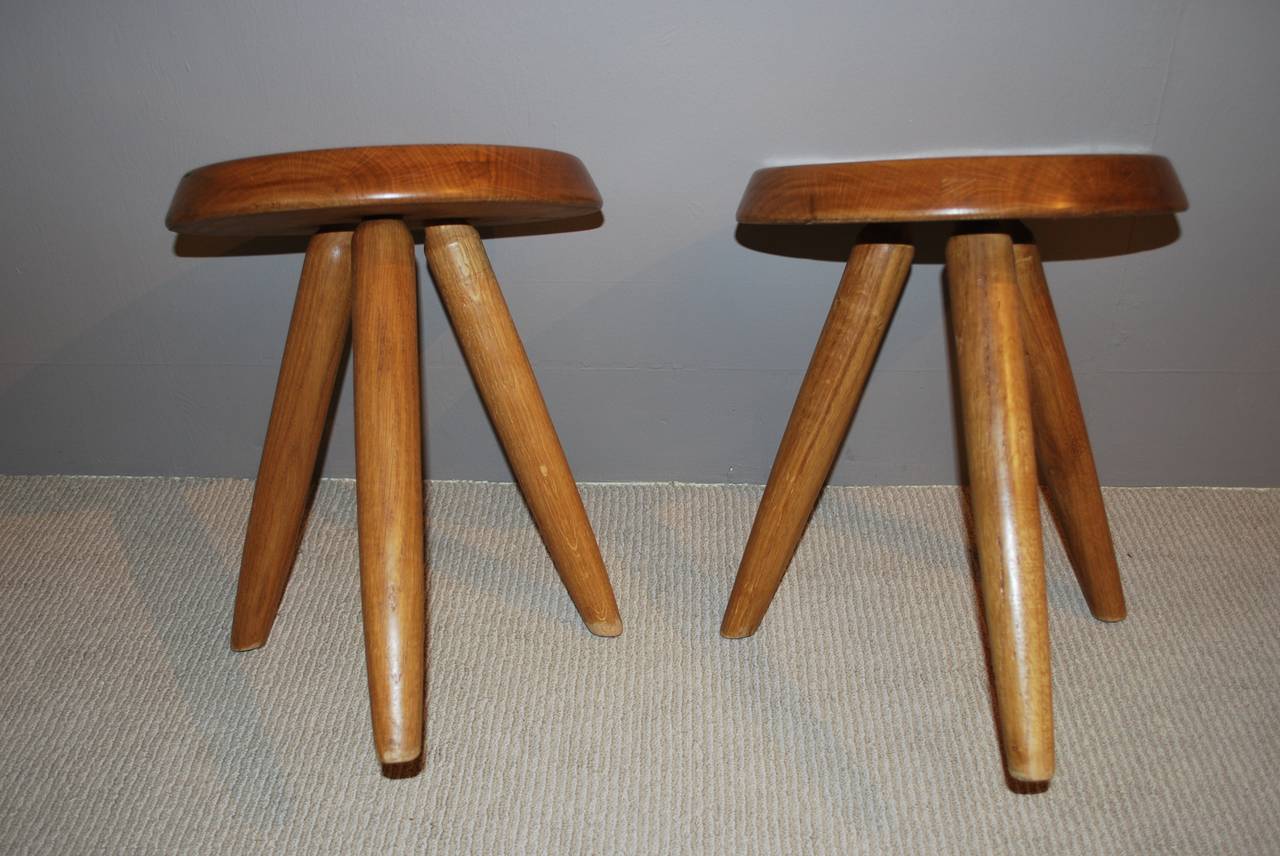 Mid-20th Century Pair of Charlotte Perriand Stools for Steph Simon