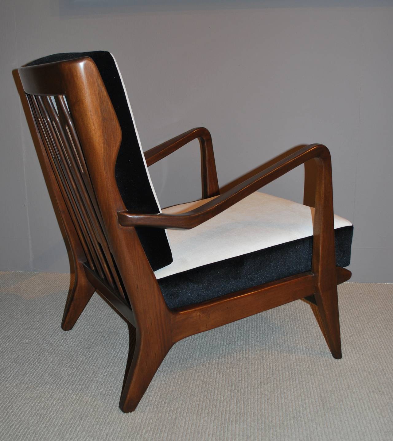 Upholstery Pair of Gio Ponti Armchairs, Italy, 1950s