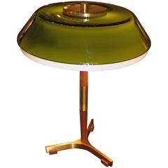 Vintage Brass and Teak Desk Lamp by Hammerborg, Denmark, 1963
