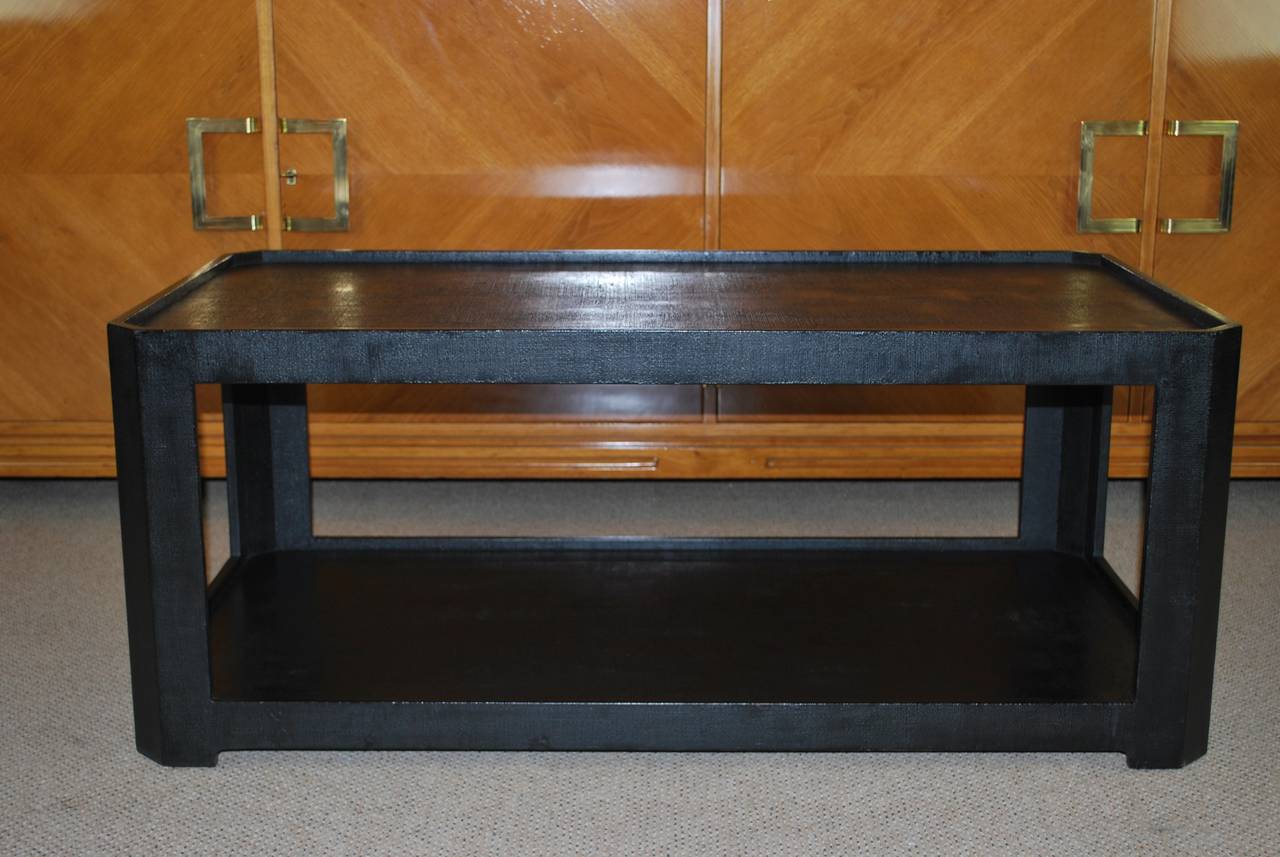 American Karl Springer Black Textured Coffee Table