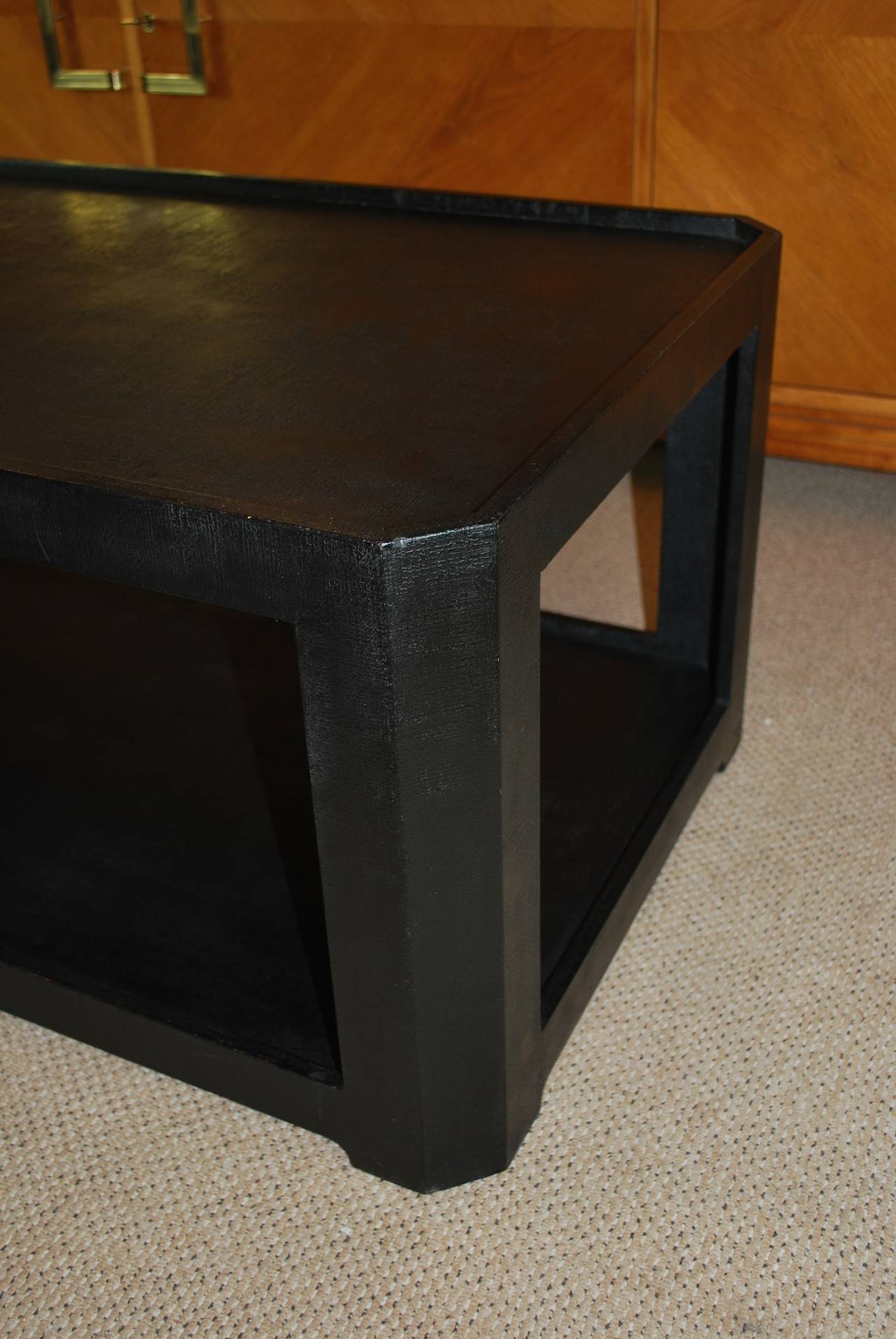 Karl Springer Black Textured Coffee Table In Excellent Condition In New York, NY