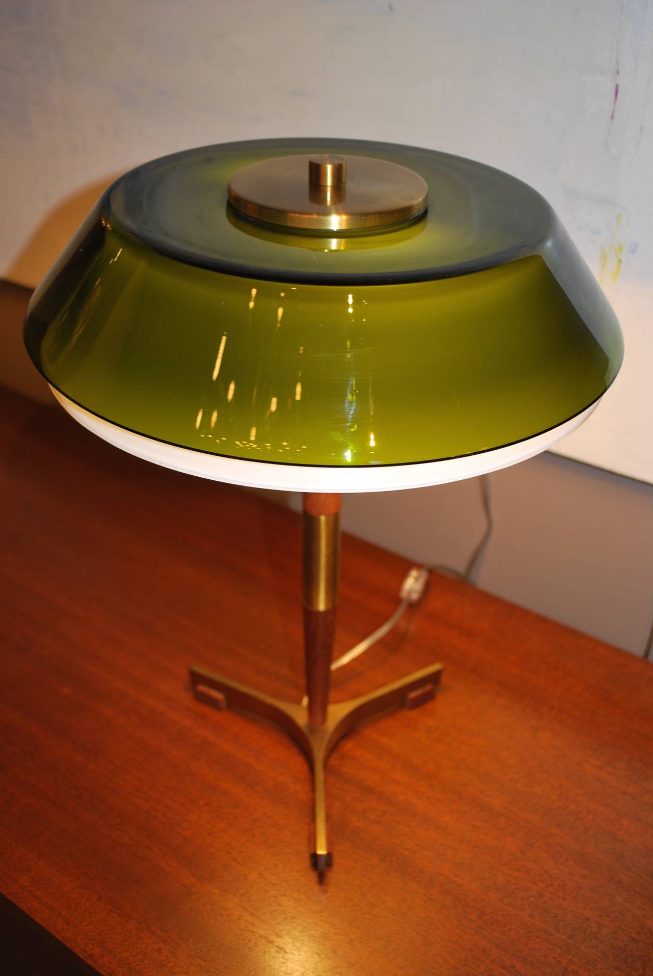 Scandinavian Modern Brass and Teak Desk Lamp by Hammerborg, Denmark, 1963