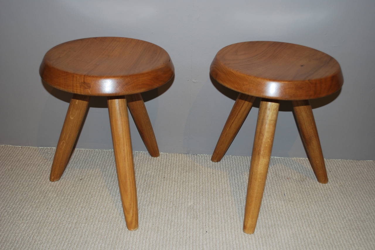 International Style Pair of Charlotte Perriand Stools for Steph Simon