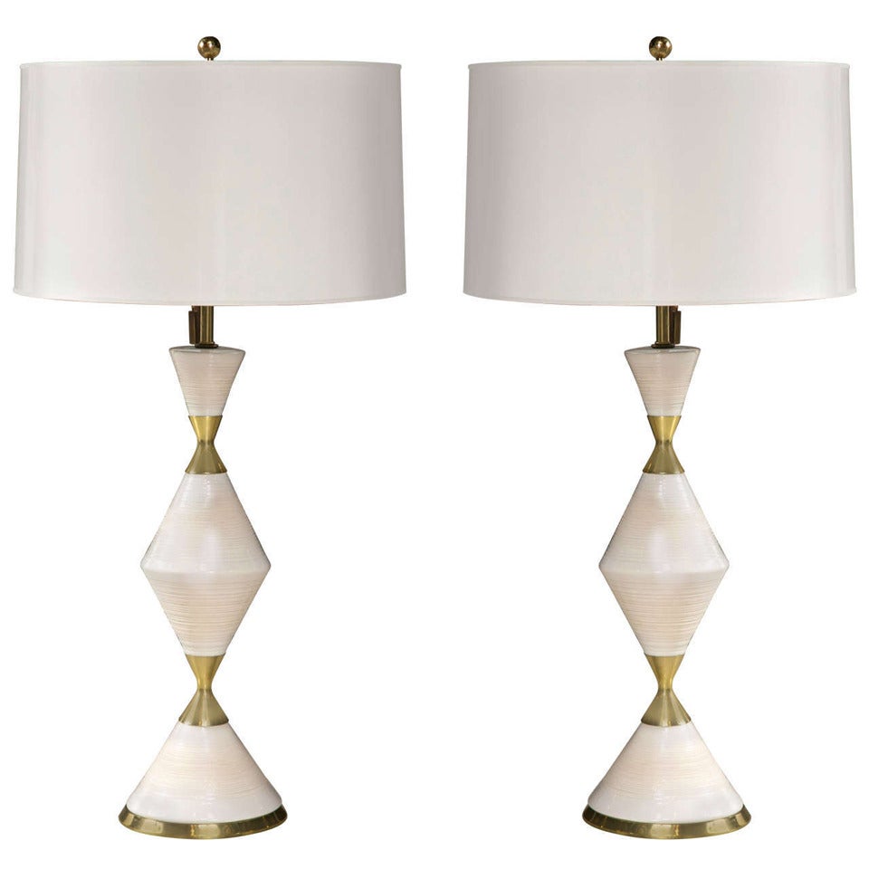 Pair of "Hourglass" Lamps by Gerald Thurston