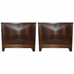 Pair of Walnut Diamond Front Night Stands or Chests