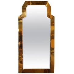 Large Full Length Mid Century Brass Beveled Mirror, By Chapman