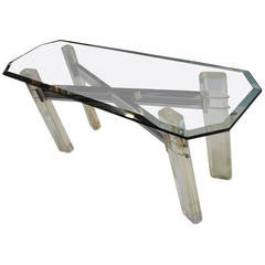 Charles Hollis Jones Lucite and Chrome Console Table