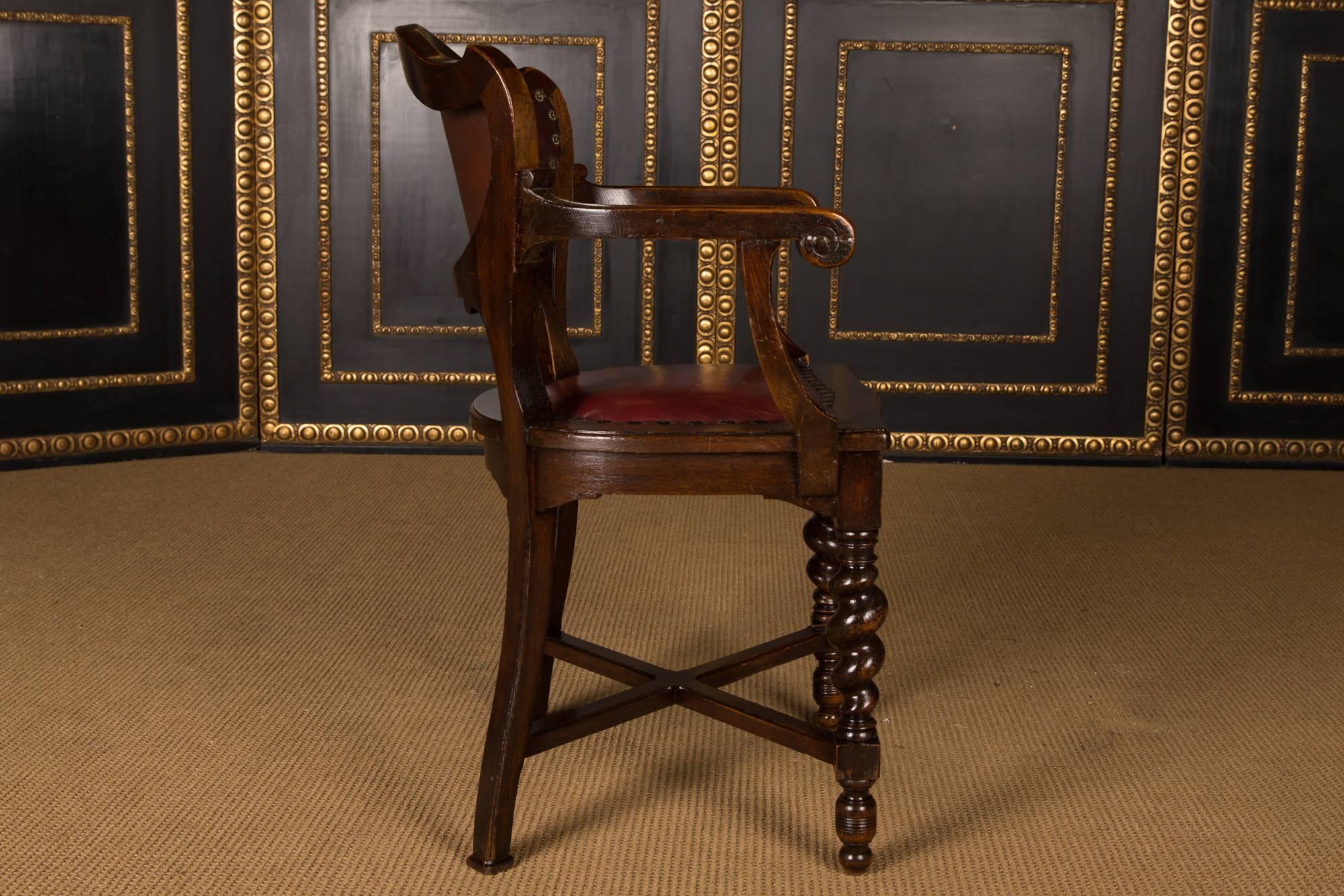 Renaissance Revival 19th Century, Neo Renaissance Late Victorian Armchair Made of Solid Oak