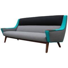 Avant Garde Tri-Tone Colorblocked Scandinavian Sofa