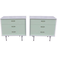 Delicious Pair of White and Mint Lacquered Chests