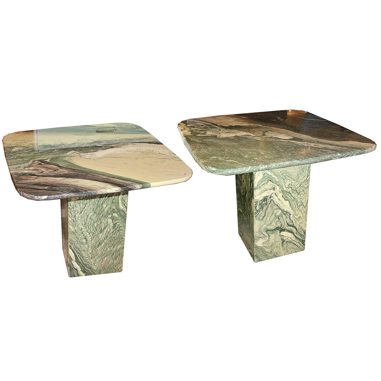 Stunning Green and White Marble Side Table