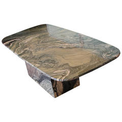 Striking Green and White Marble Coffee Table
