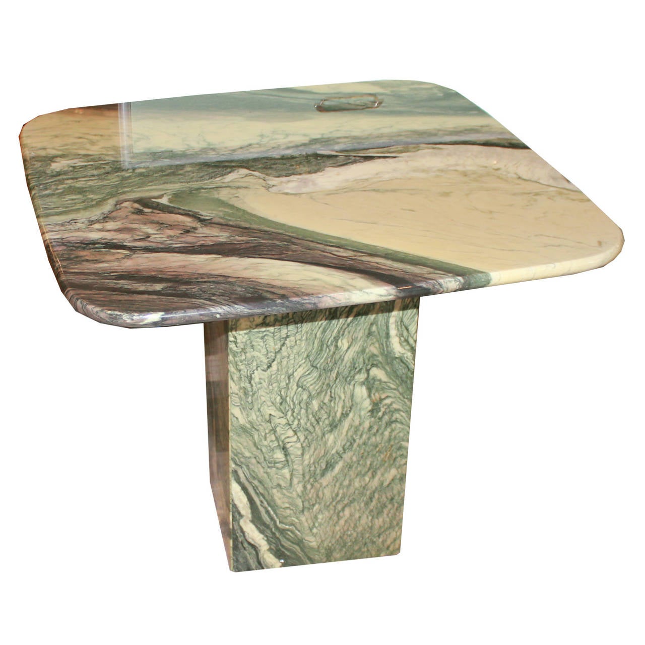 Stunning Green and White Marble Side Table In Excellent Condition In Houston, TX